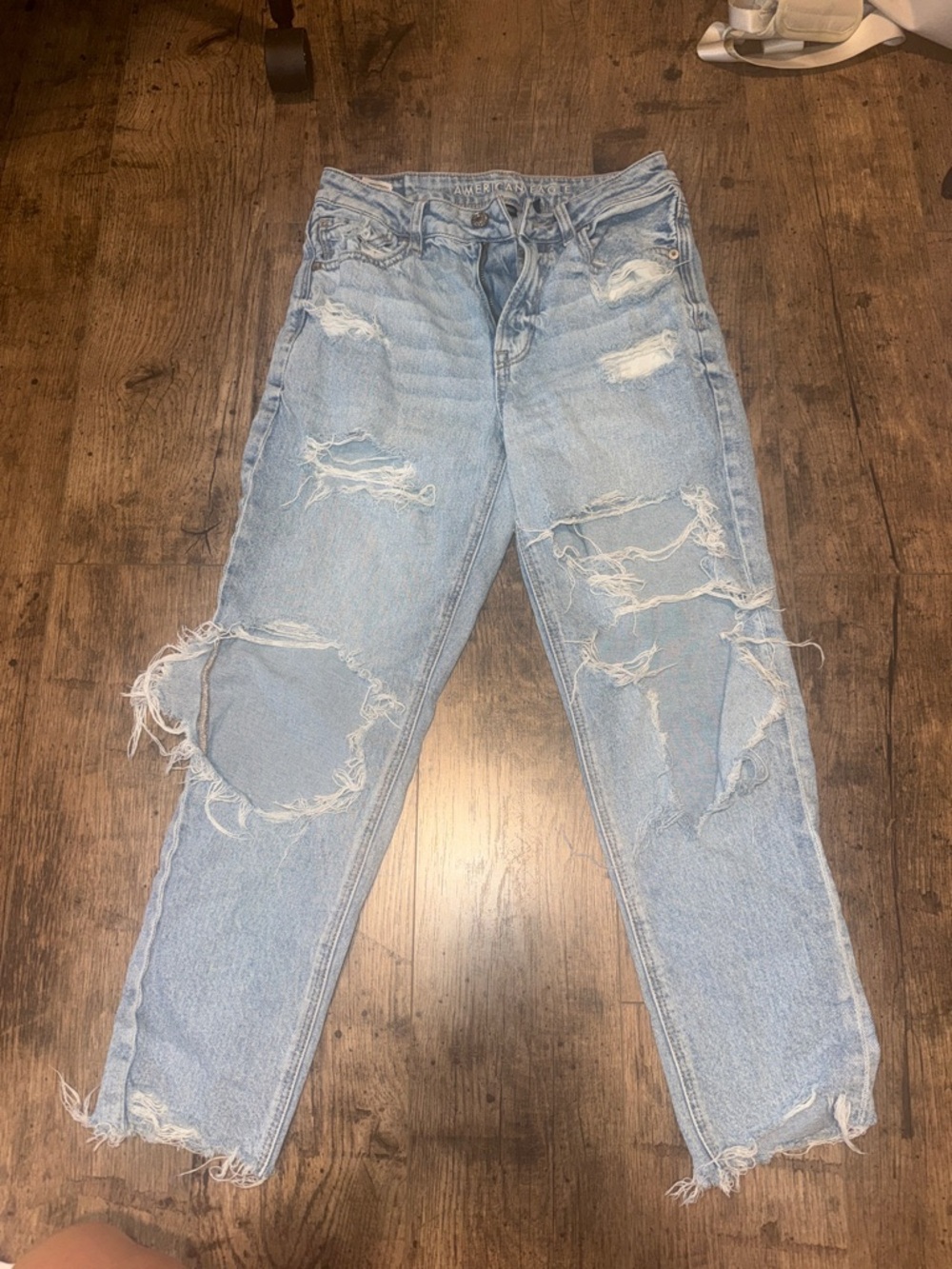 American Eagle Outfitters Light Blue High-Rise Distressed Jeans